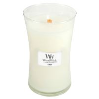 WoodWick Linen vonná sviečka s dreveným knôtom 609,5 g
