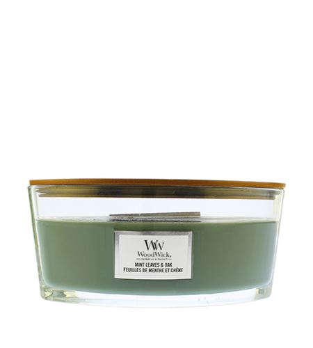 WoodWick Mint Leaves & Oak vonná sviečka s dreveným knôtom 453,6 g