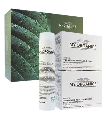MY.ORGANICS Organic Hairloss Kit sada proti padaniu vlasov Organic Revitalizing Shampoo Neem And Peppermint 250 ml + Organic Revitalizing Elixir Neem And Peppermint 24x6 ml