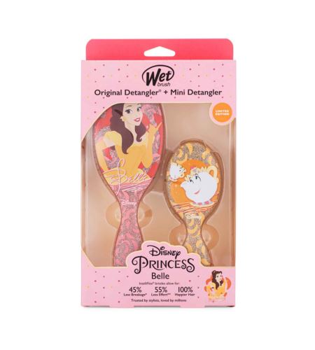 Wet Brush Disney Princess Belle Kit darčeková sada kefa na vlasy Original Detangler + kefa na vasy Mini Detangler