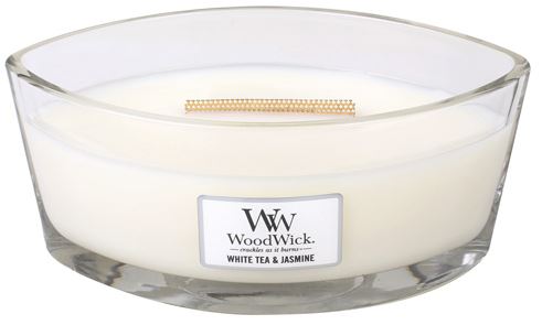 WoodWick White Tea & Jasmine vonná sviečka s dreveným knôtom 453,6 g