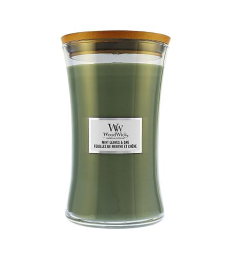 WoodWick Mint Leaves & Oak vonná sviečka s dreveným knôtom 609,5 g