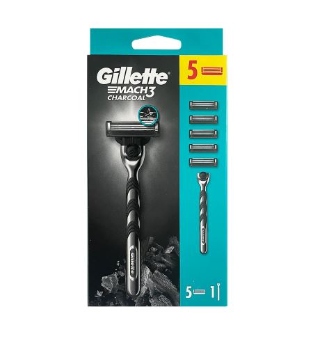 Gillette Mach3 Charcoal holiaci strojček + holiaca hlava 5 ks