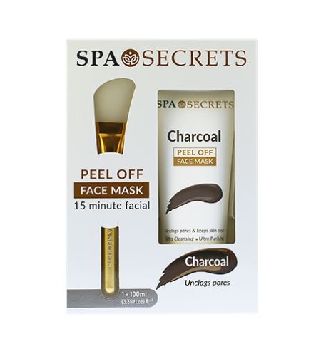 Xpel Spa Secret Peel Off Face Mask darčeková sada pleťová maska Spa Secret Charcoal Peel Off 100 ml + aplikátor
