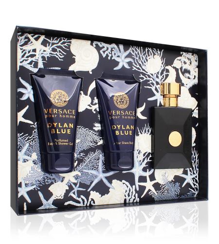 Versace Dylan Blue Pour Homme darčeková sada pre mužov toaletná voda 50 ml + sprchový gél 50 ml + balzam po holení 50 ml