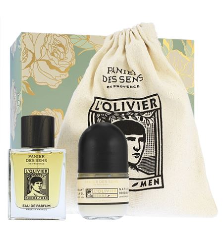 Panier Des Sens L'Olivier parfumovaná voda 50 ml + dezodorant roll-on 50 ml + bavlnené vrecko darčeková sada Pre mužov