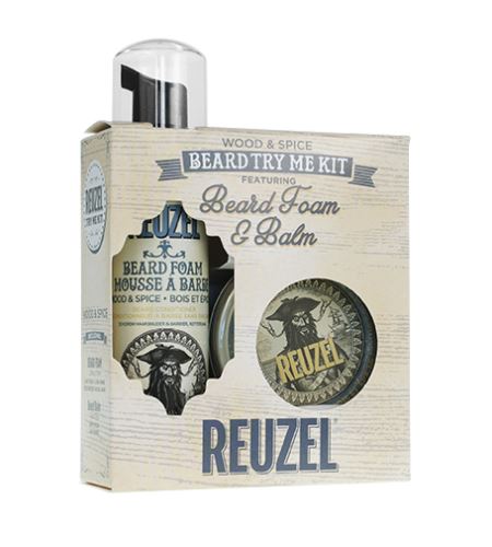 REUZEL Wood & Spice Beard Try Me Kit darčeková sada (balzam na fúzy 35g + pena na fúzy 70 ml)